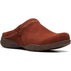 Clarks Women's Size 8.5  Suede Roseville Echo Clog Leather Slip On Mule Flats
